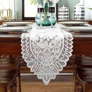 Lace Table Runner Christmas Table Runner White Farmhouse Boho Table Runner
